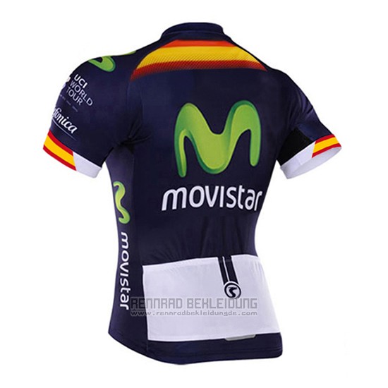 2017 Fahrradbekleidung Movistar Champion Spanien Trikot Kurzarm und Tragerhose - zum Schließen ins Bild klicken